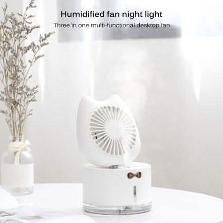 Cartoon Cat Fan Humidifier USB Charging Desktop Mute Hydrating Humidifier