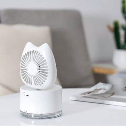 Cartoon Cat Fan Humidifier USB Charging Desktop Mute Hydrating Humidifier