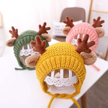 Cartoon Elk Baby Hat Winter Christmas Knitted