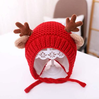 Cartoon Elk Baby Hat Winter Christmas Knitted