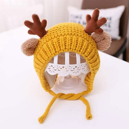 Cartoon Elk Baby Hat Winter Christmas Knitted