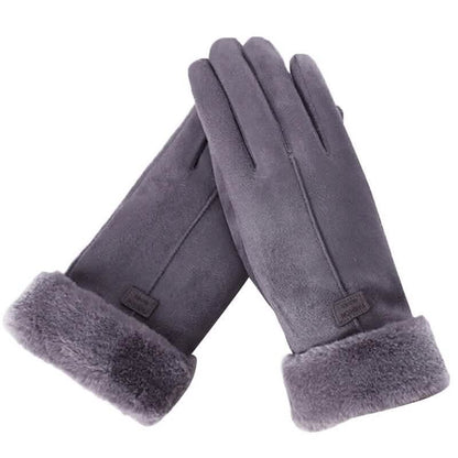Cashmere Warm Suede Leather Plush Touch Screen Gloves