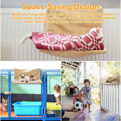 Cat Radiator Bed Pet Hammock Hanging Mat Blanket with Metal Frame