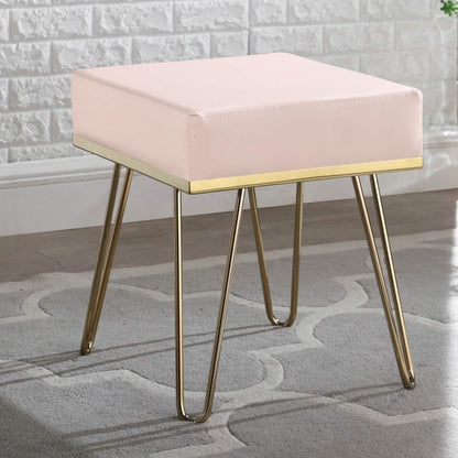 Catheau Square Ottoman Brass Finished Frame Hairpin Legs