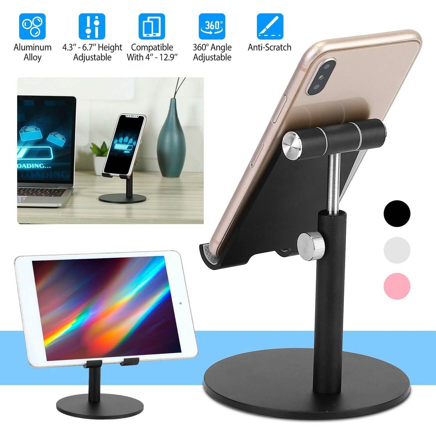 Cellphone Stand Universal No-Slip Aluminum Alloy Thick Case Friendly
