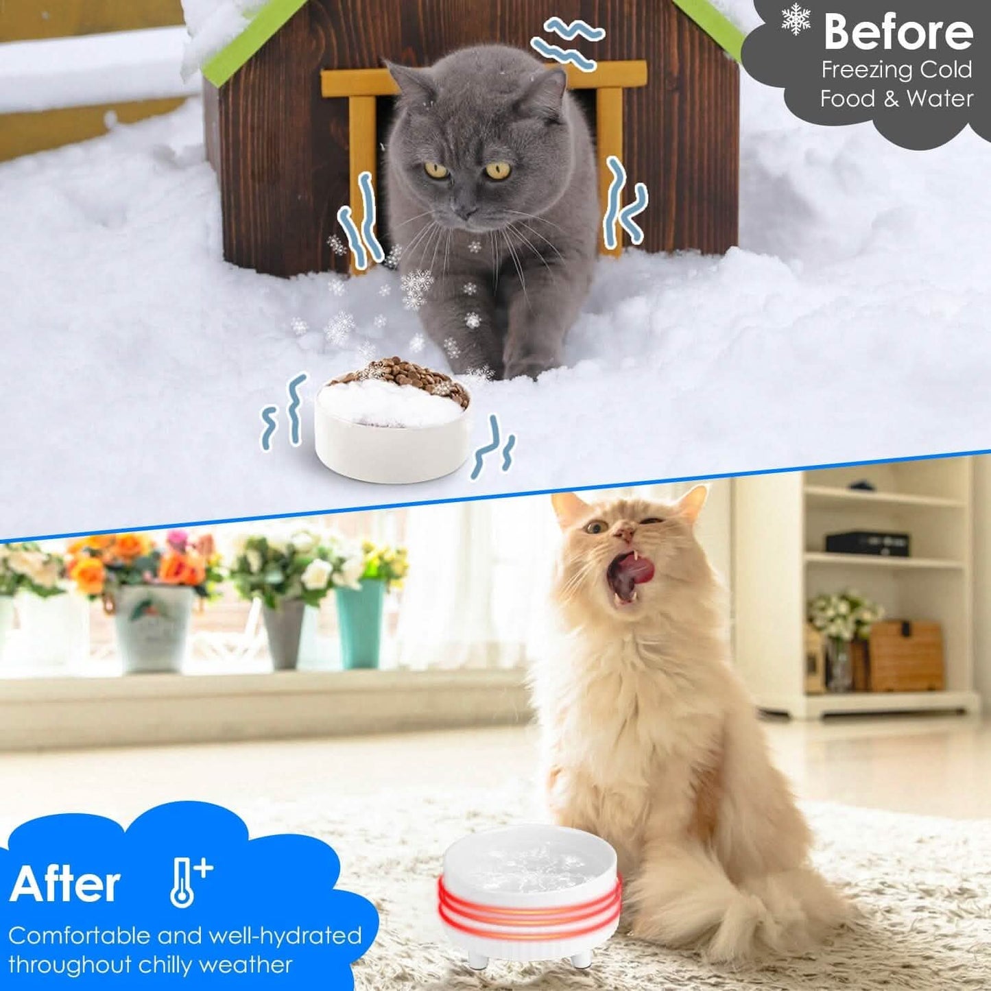 Ceramic Heated Pet Water Bowl Food Warmer