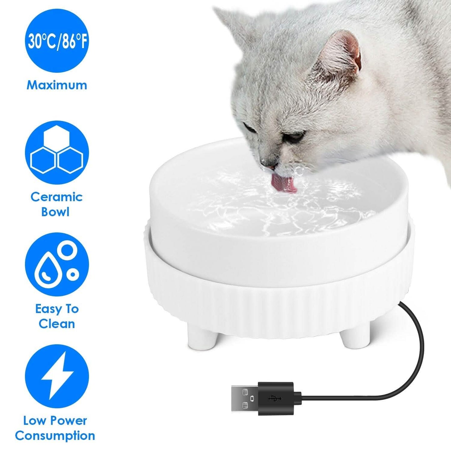 Ceramic Heated Pet Water Bowl Food Warmer