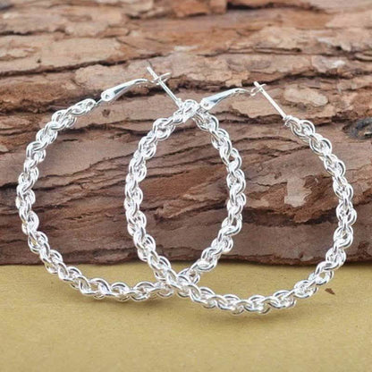 Chain Style Hoop Earrings in 18K White Gold
