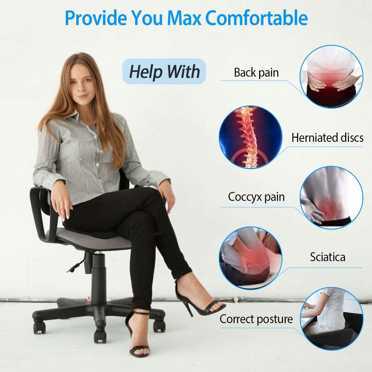Chair Seat Cushion Car Memory Foam Pad