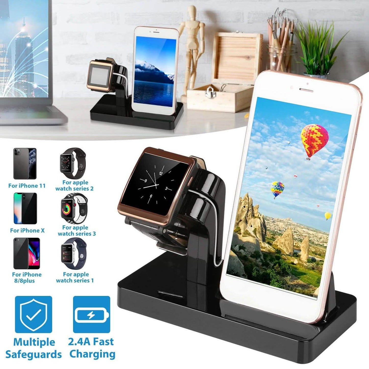 Charging Stand Dock Holder for iPhone and Apple Watch