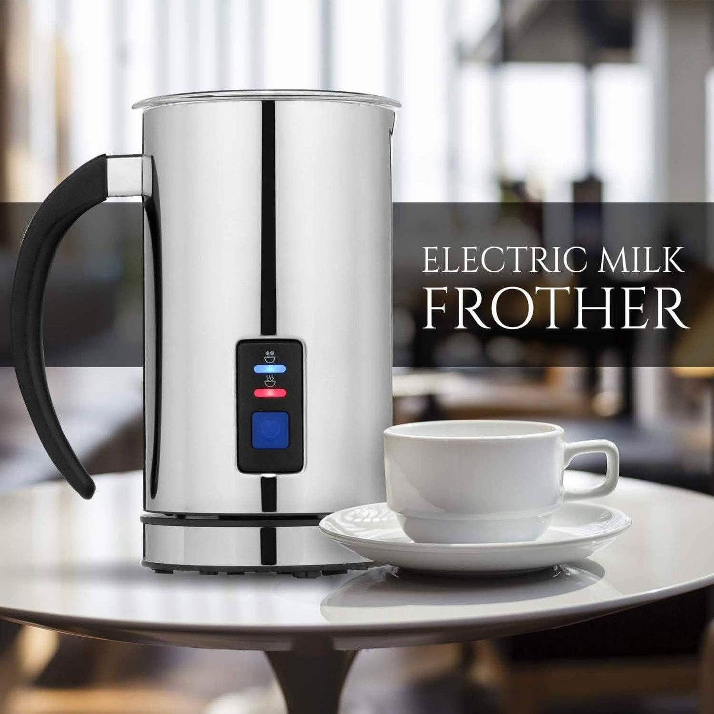 Chef's Star Milk Frother - Automatic Foam Maker & Creamer For Hot Or Cold Milk Steamer