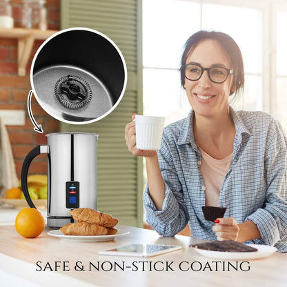 Chef's Star Milk Frother - Automatic Foam Maker & Creamer For Hot Or Cold Milk Steamer