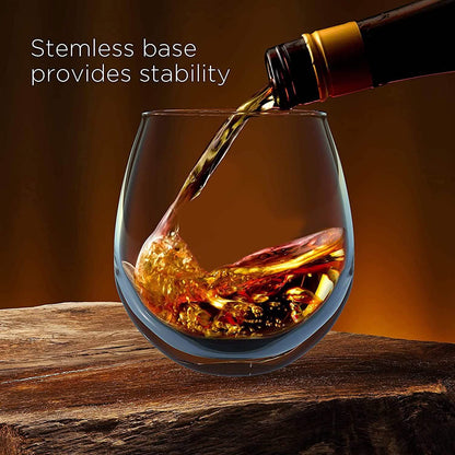 Chef's Star Stemless Wine Glasses Set of 6-17 Oz and Set of 6-21 Oz