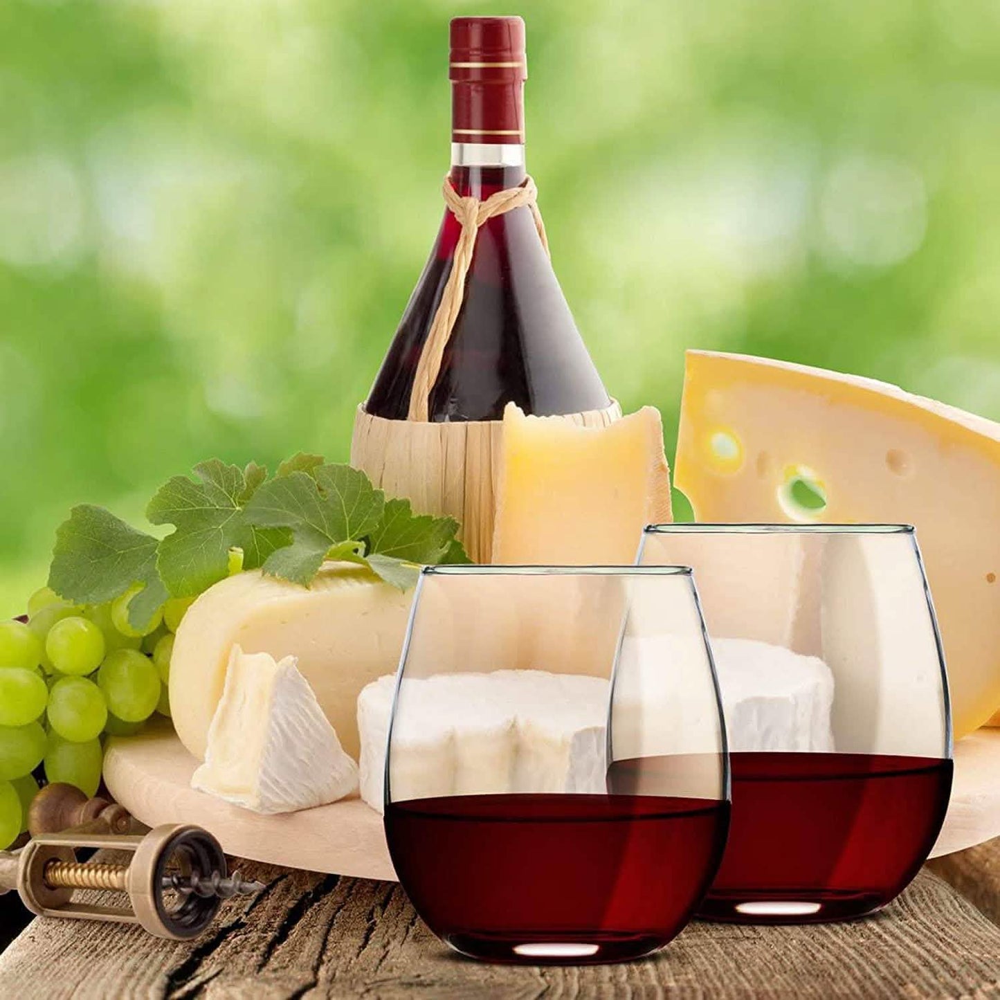 Chef's Star Stemless Wine Glasses Set of 6-17 Oz and Set of 6-21 Oz