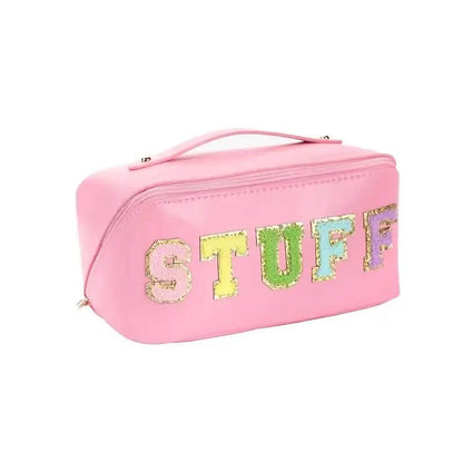 Chenille Letter Patches Cosmetic Bag