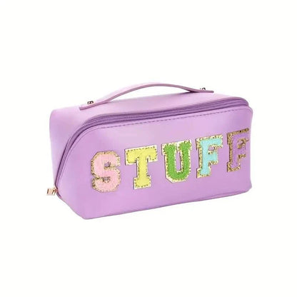 Chenille Letter Patches Cosmetic Bag