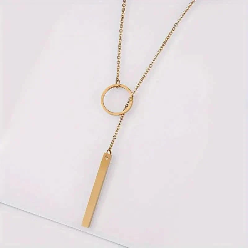 Chic Ethnic-Inspired Alloy Circle & Rod Pendant Necklace