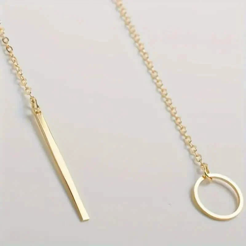 Chic Ethnic-Inspired Alloy Circle & Rod Pendant Necklace
