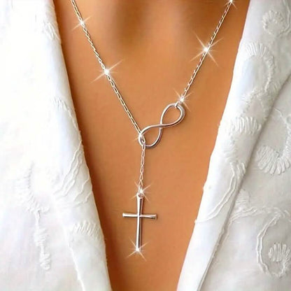 Chic Vintage-Inspired Infinity Cross Pendant Necklace