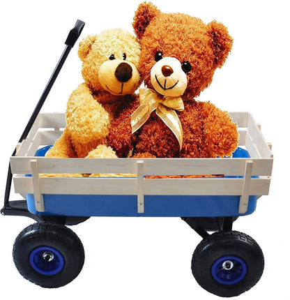 Children Outdoor Wagon All Terrain Pulling with Wood Railing Air Tires