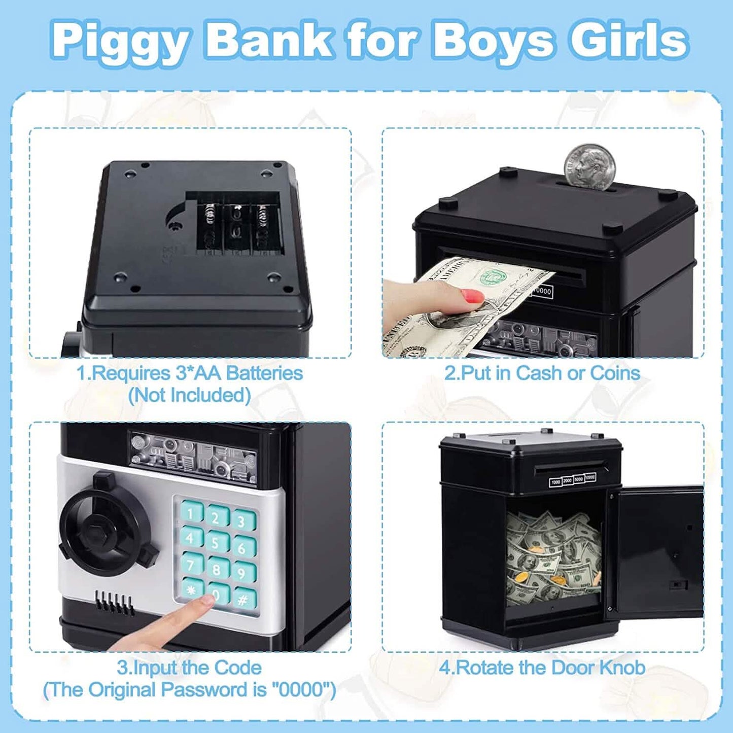 Children's Cartoon Password Box Piggy Bank