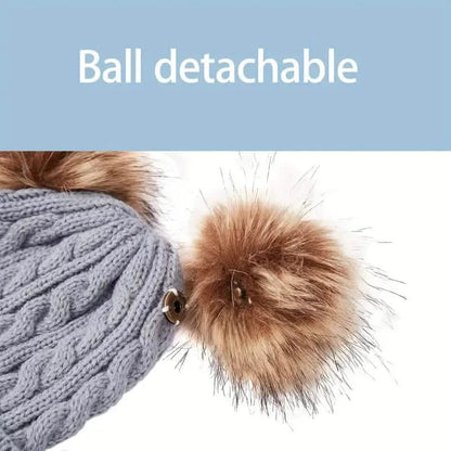 Children's Winter Knitted Wool Lining Warm Hat, Scarf, Glove Set For 2-5 Year Old Boys And Girls