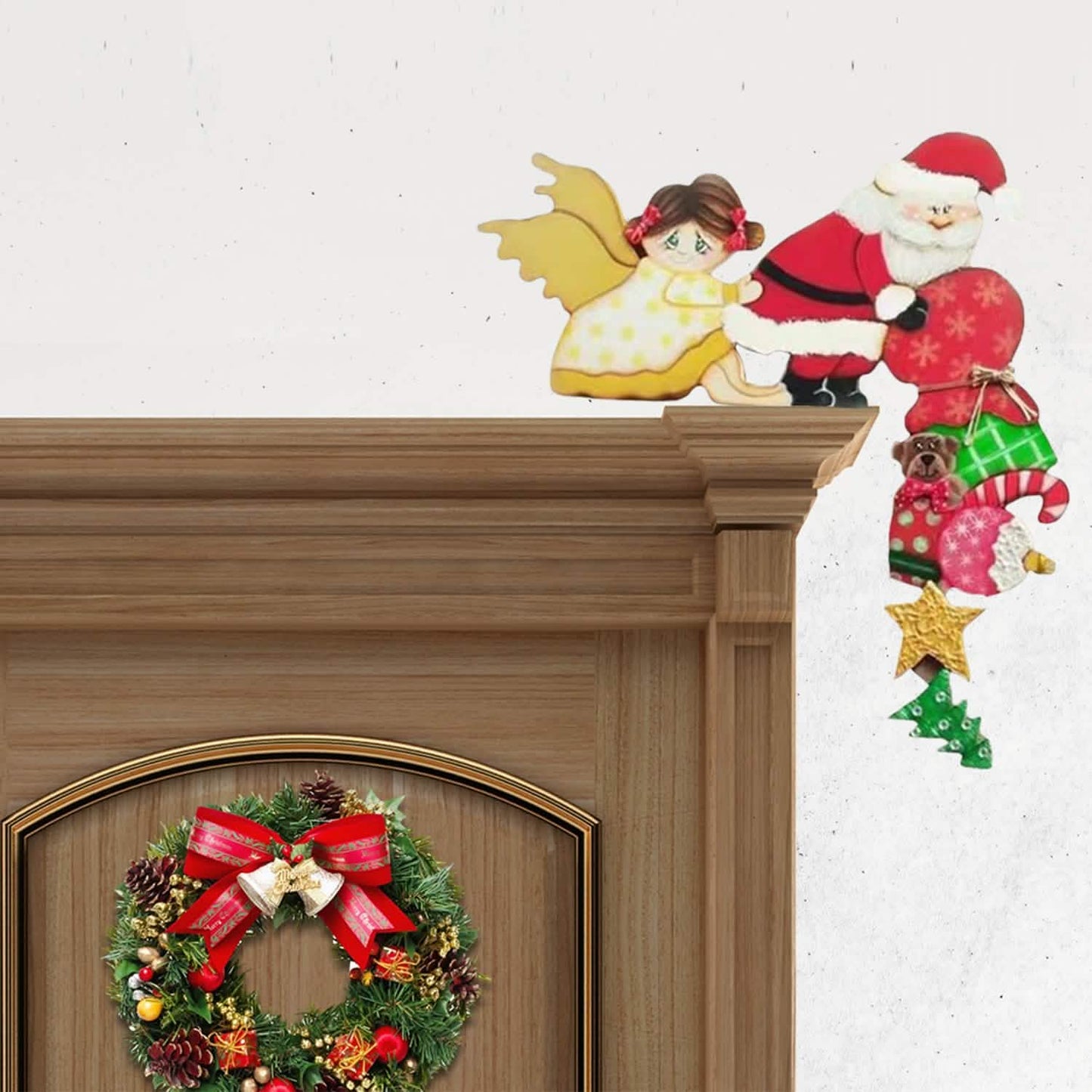 Christmas Door Hanger Decorations Rustic Sign