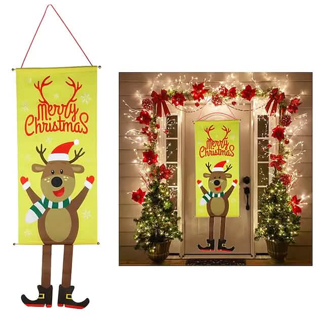 Christmas Door Hanging Flag Decor