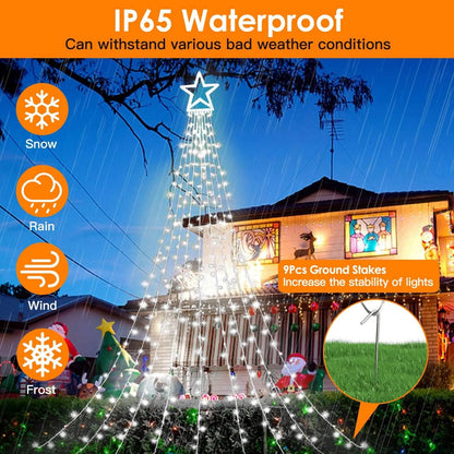 Christmas Hanging Waterfall String Light with Topper Star