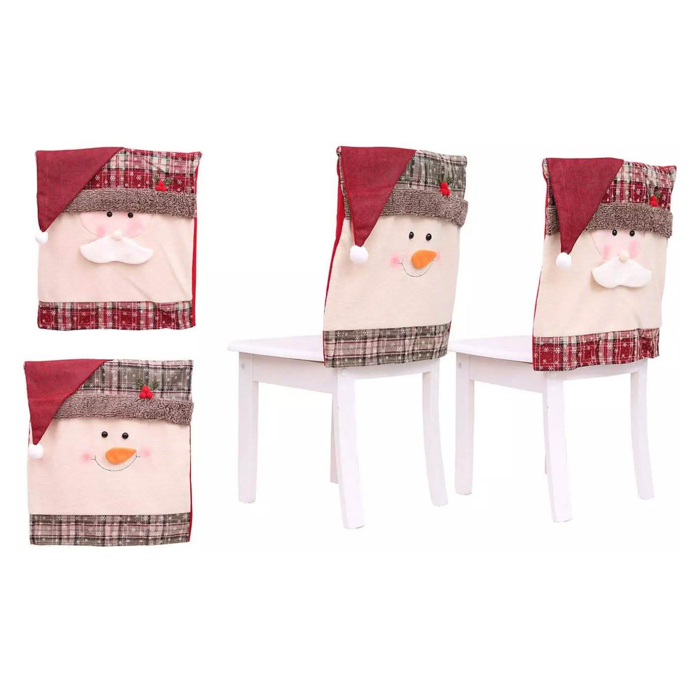 Christmas Santa Claus Snowman Chair Cover