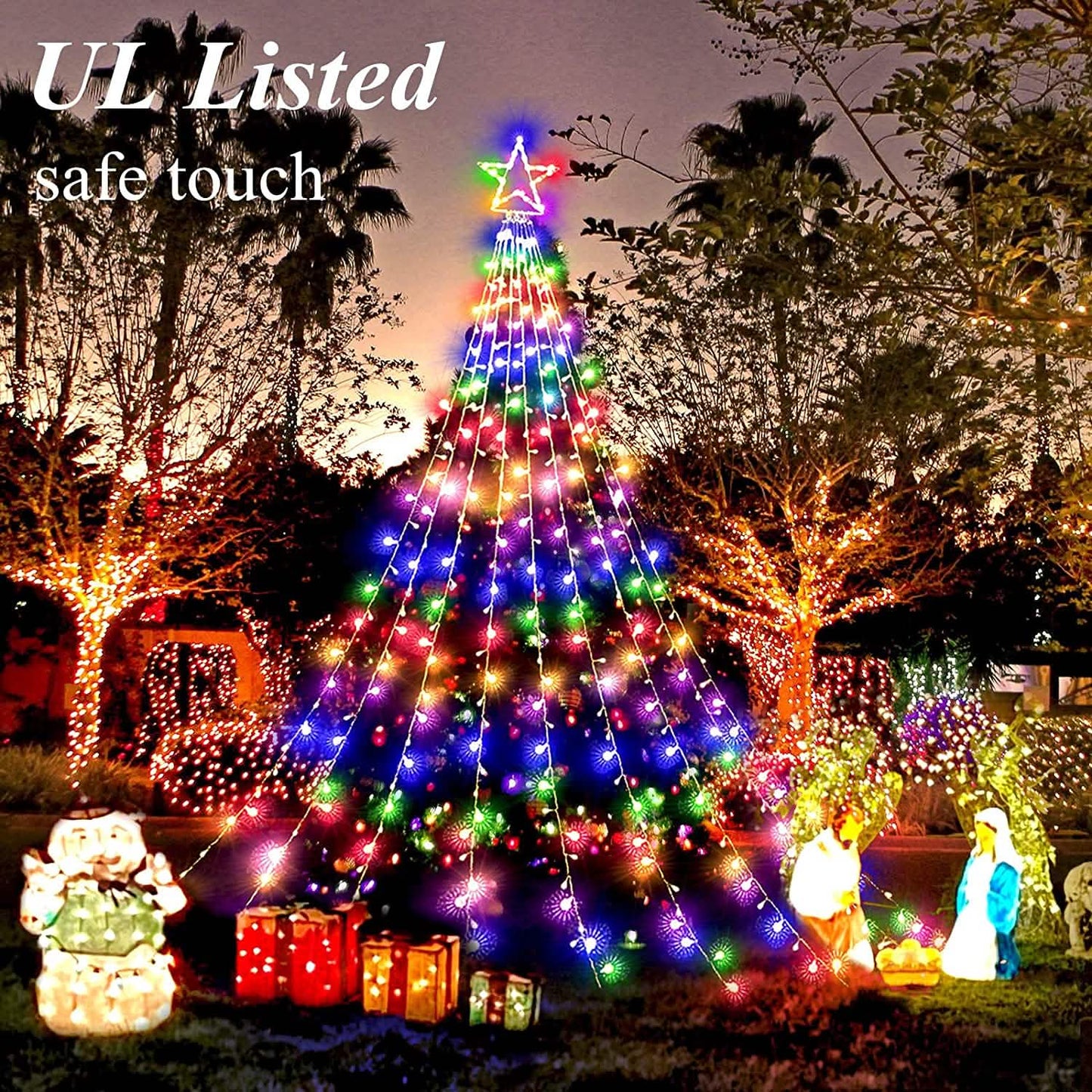 Christmas String Lights with 317 LED Star Hanging Twinkle Fairy Curtain Lights