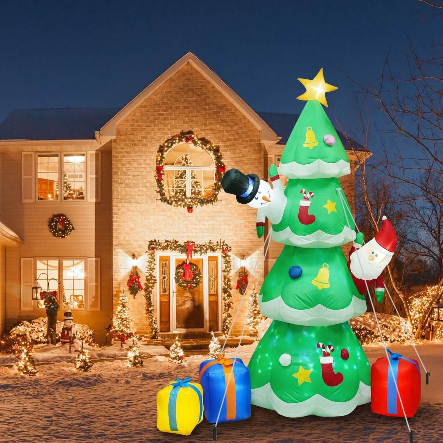 Christmas Tree Inflatable Decoration with LED Light Built-in Air Blower