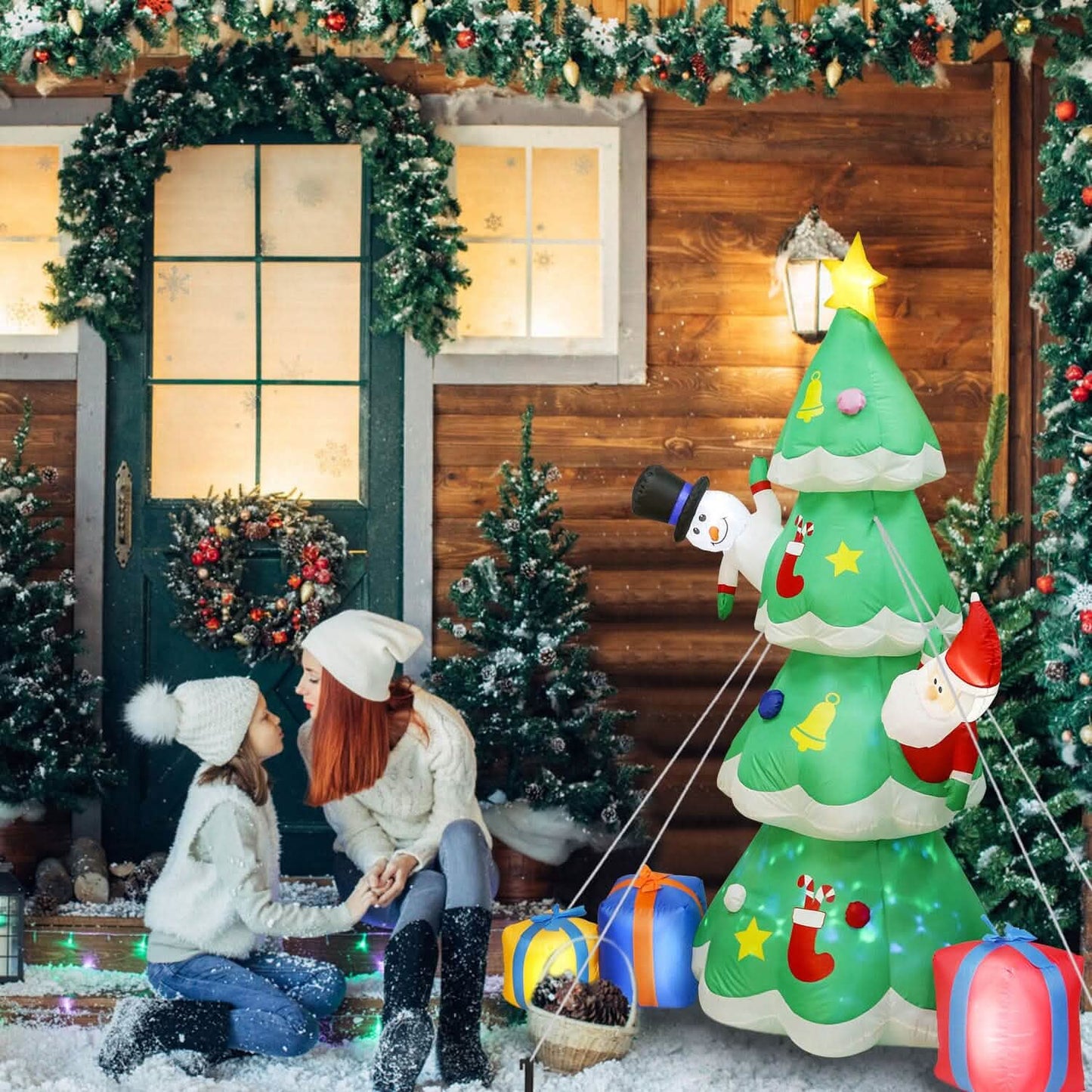 Christmas Tree Inflatable Decoration with LED Light Built-in Air Blower