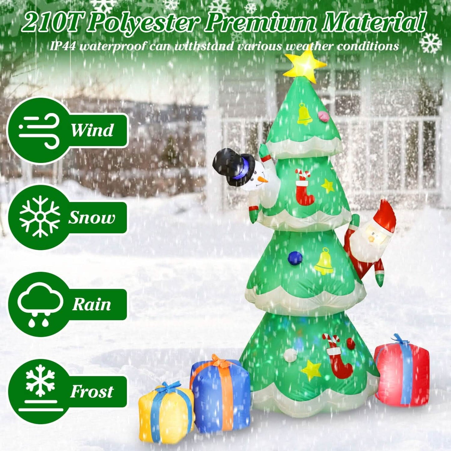 Christmas Tree Inflatable Decoration with LED Light Built-in Air Blower