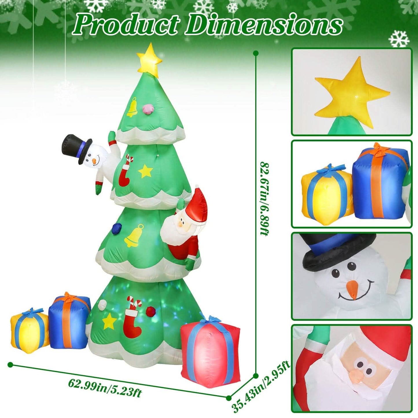 Christmas Tree Inflatable Decoration with LED Light Built-in Air Blower