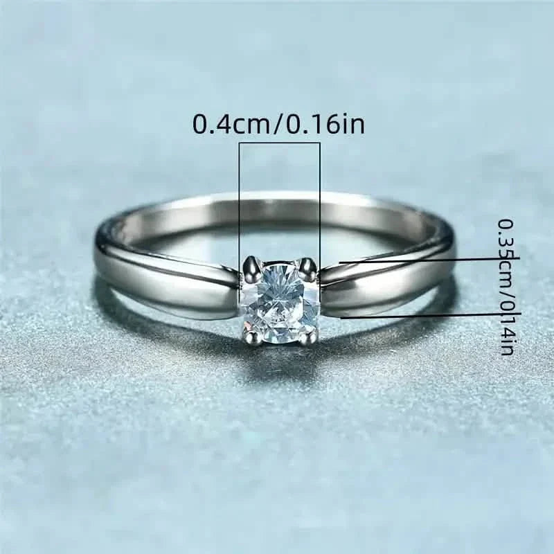 Classic 4-prong Set Round Zirconia Ring For Women