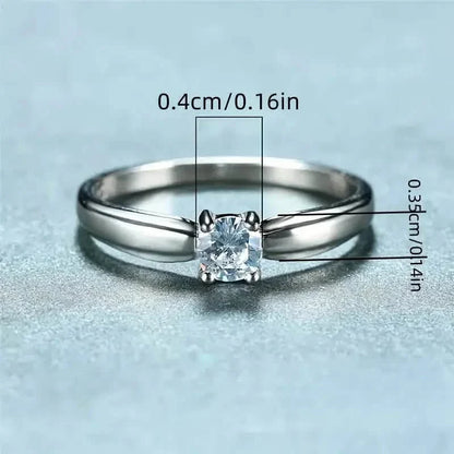 Classic 4-prong Set Round Zirconia Ring For Women