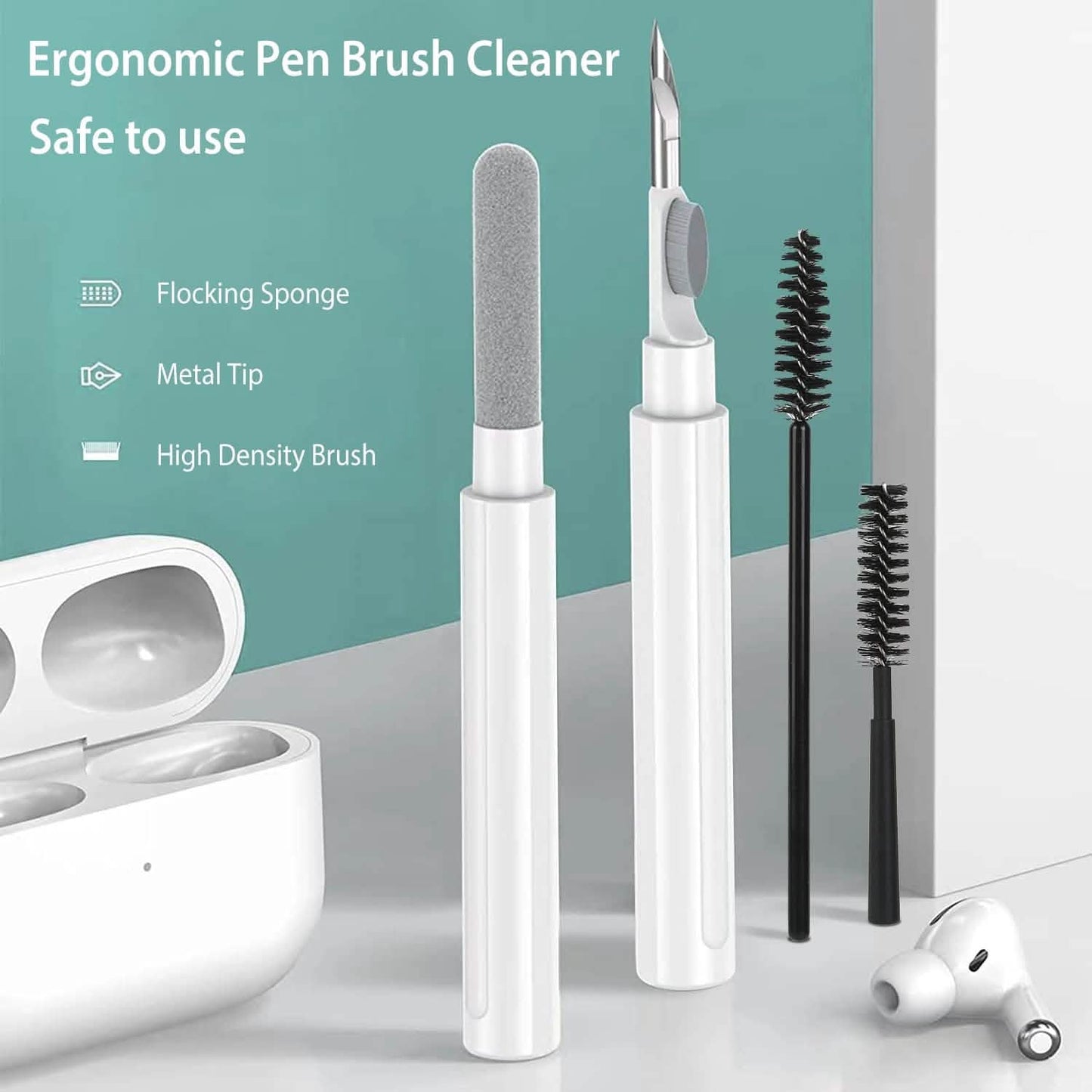 Cleaning Kit For Airpods, Charging Case, Camera, Phone Cleaner Pen Long and Short Fluff Brush