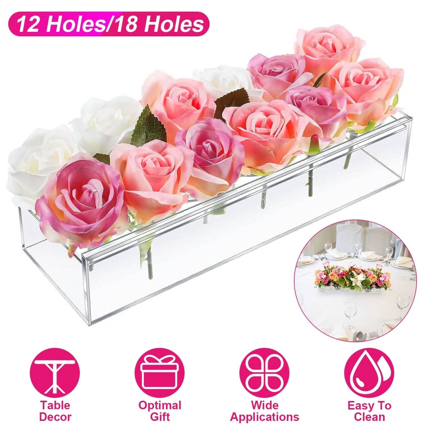 Clear Acrylic Flower Vase for Table Decoration Modern Flower Holder