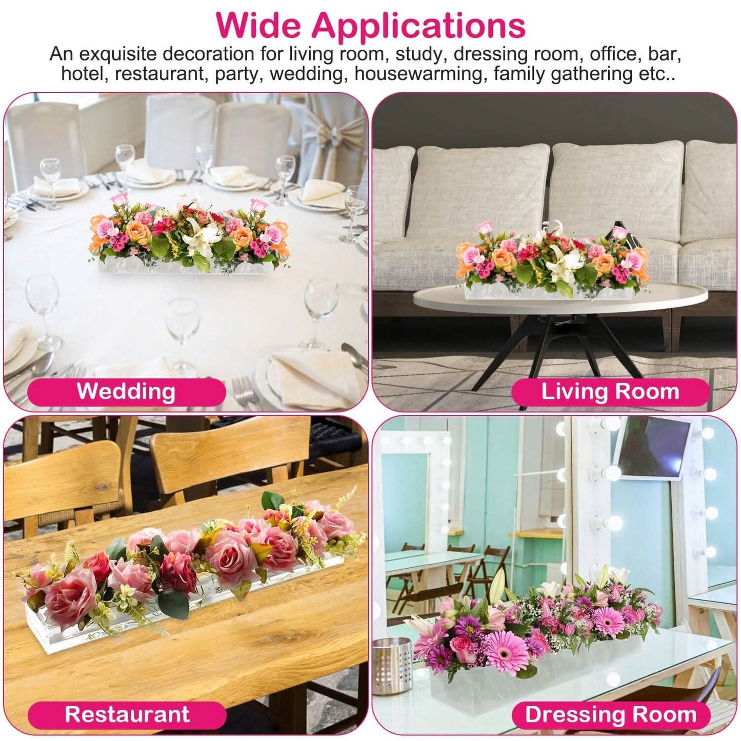 Clear Acrylic Flower Vase for Table Decoration Modern Flower Holder