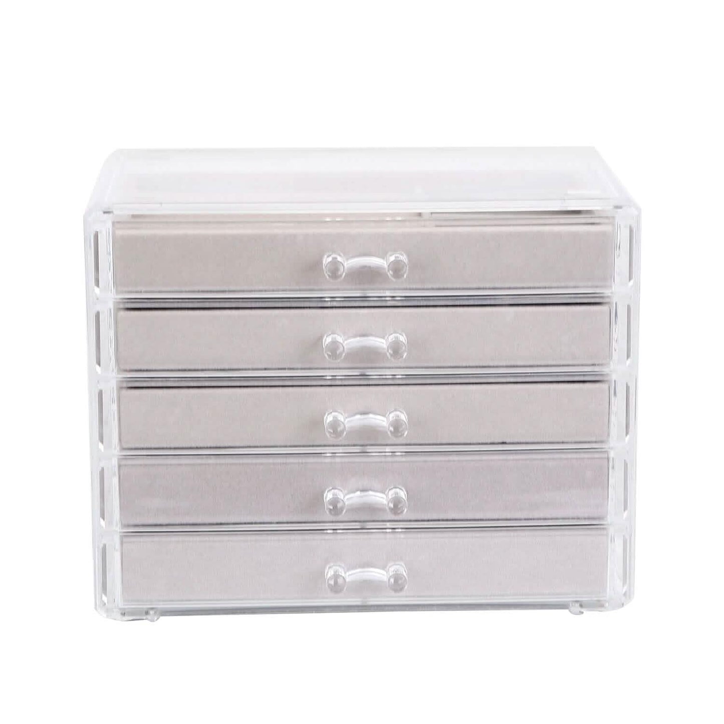 Clear Acrylic Jewelry Box Organizer with 5 Stackable Drawers