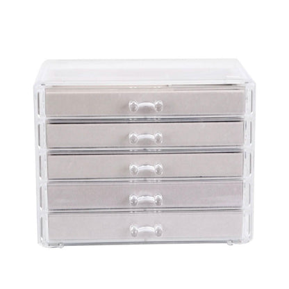 Clear Acrylic Jewelry Box Organizer with 5 Stackable Drawers