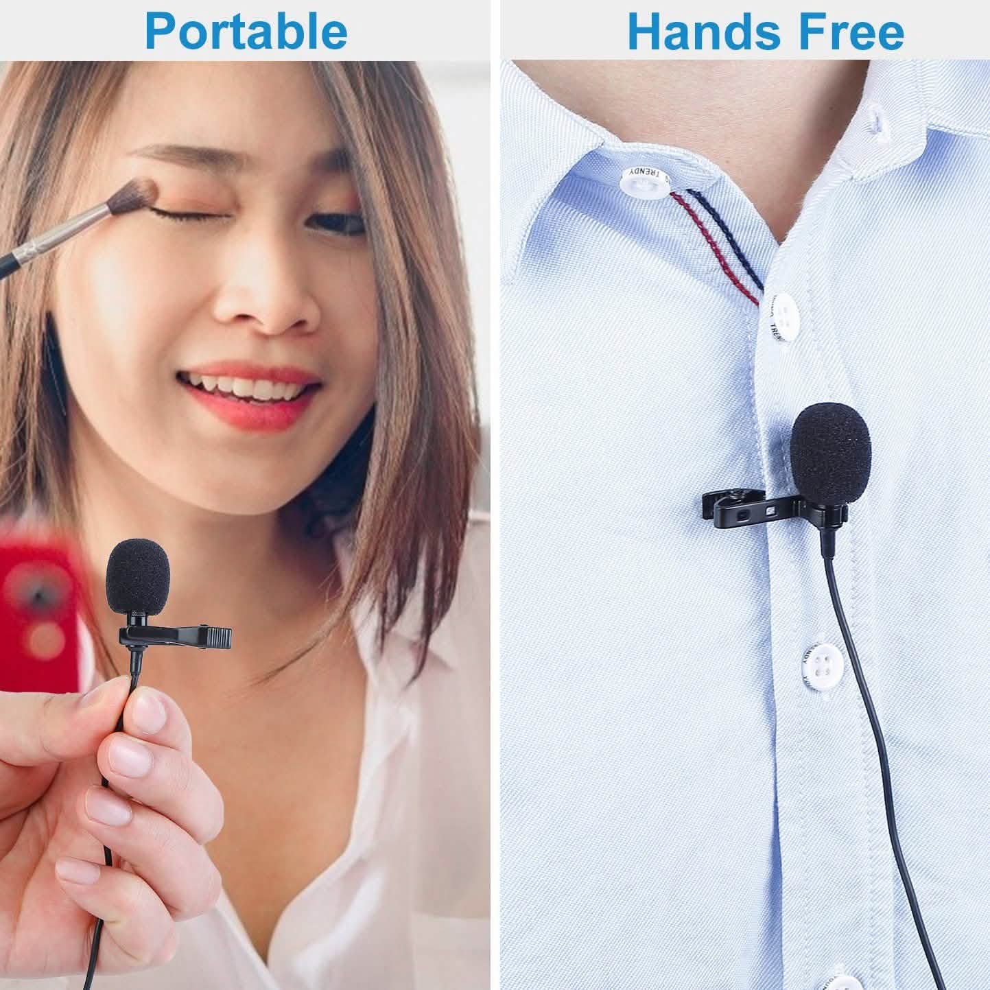 Clip On Microphone Hands Free Lavalier Lapel Mic