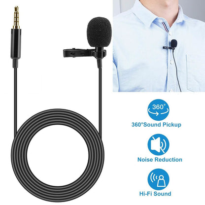 Clip On Microphone Hands Free Lavalier Lapel Mic