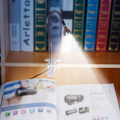 Clip On Reading Light USB Desk Clamp Lamp Flexible Gooseneck