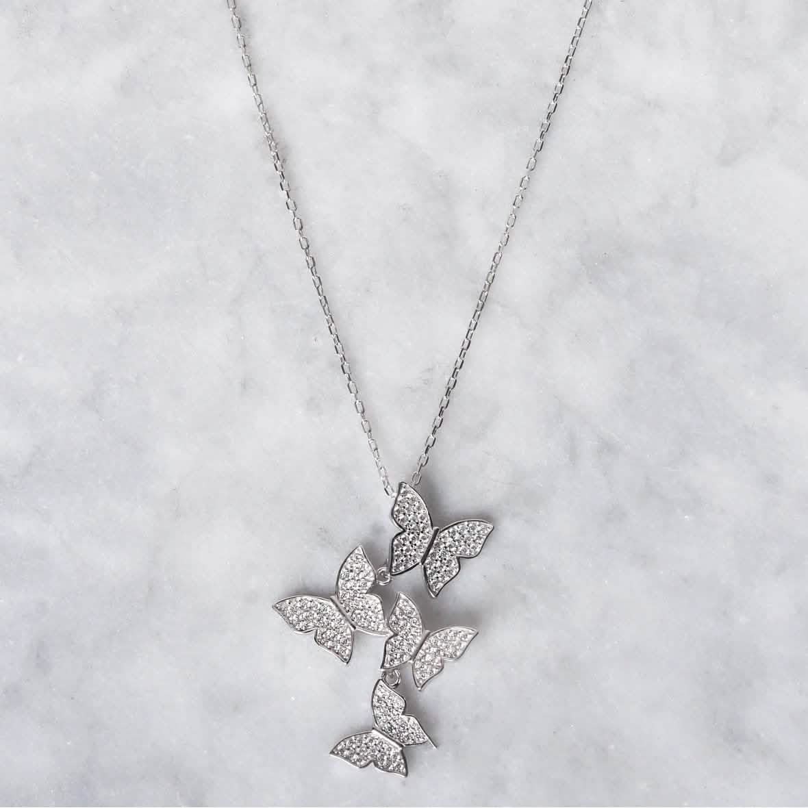 Cluster Hanging Butterflies Necklace - Assorted Colors
