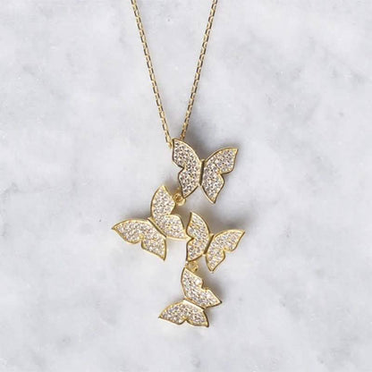 Cluster Hanging Butterflies Necklace - Assorted Colors