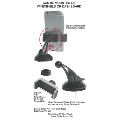CobaltX Universal Windshield and Dash Mount With Leather Accent