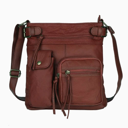 Super Soft Genuine Leather Top Belt Accent Crossbody Bag
