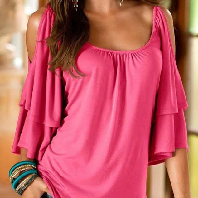 Cold Shoulder Ruffle Top - Assorted Sizes